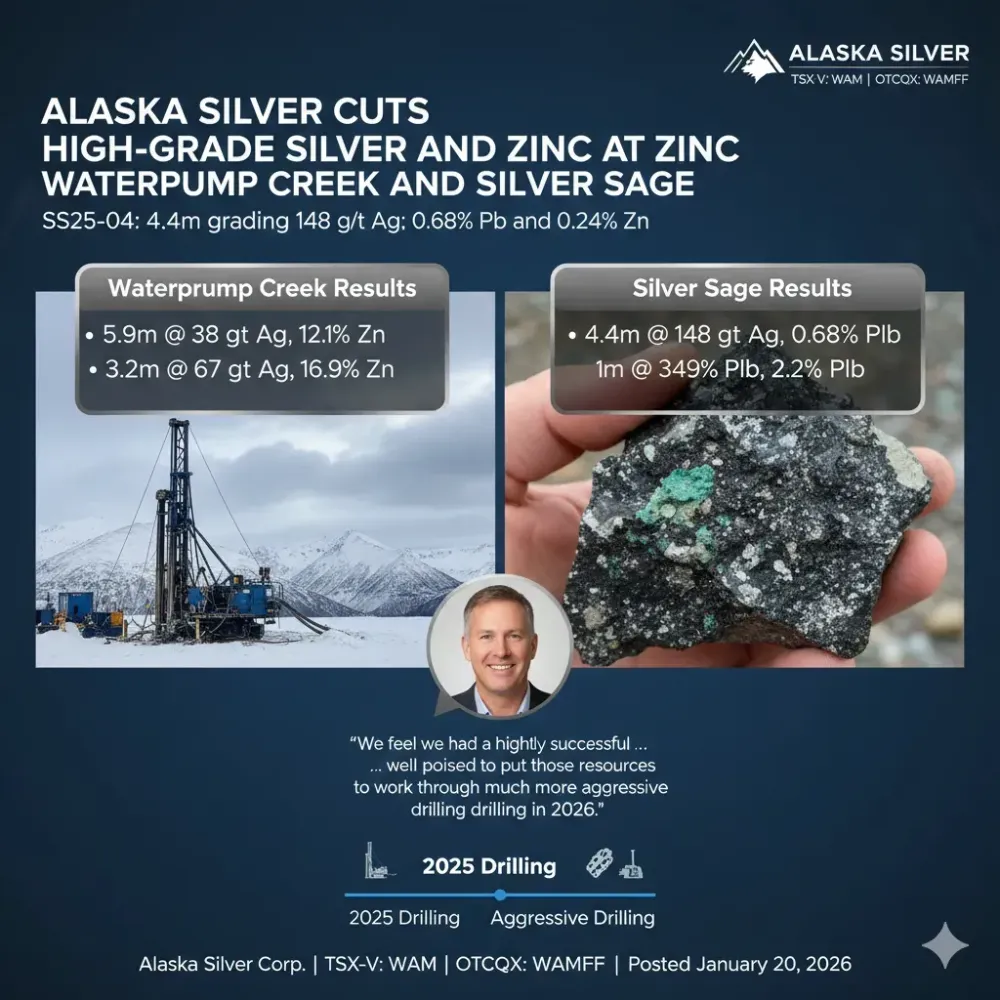 ALASKA SILVER CUTS HIGH-GRADE SILVER AND ZINC AT WATERPUMP CREEK AND SILVER SAGE