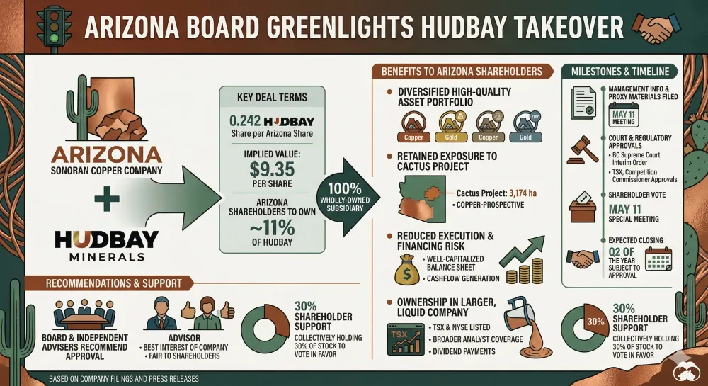 Arizona board greenlights takeover by Hudbay ahead of shareholder voting in May