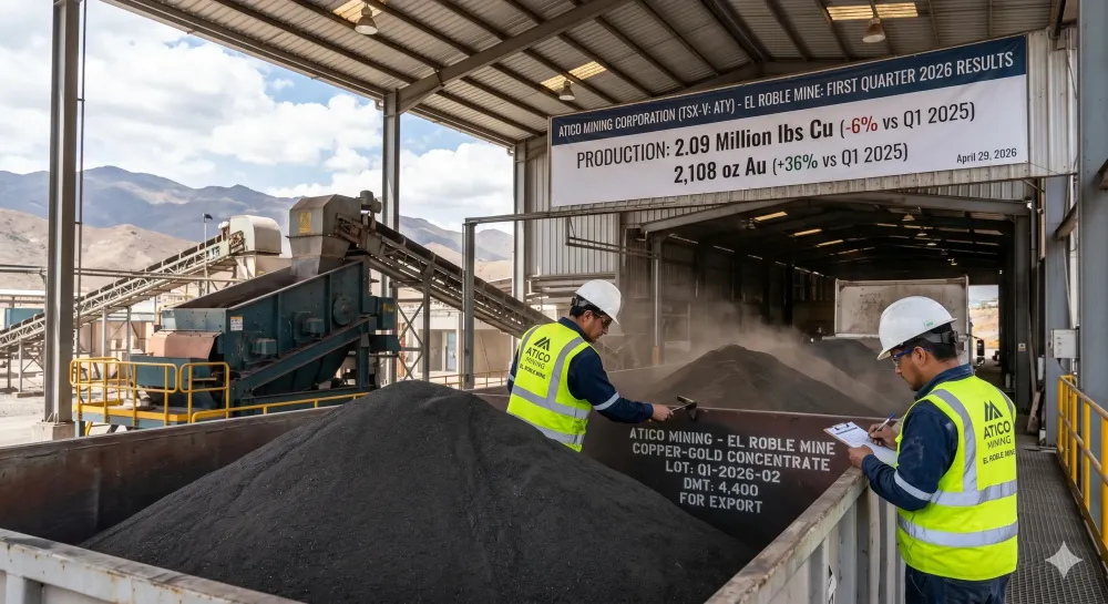 Atico Produces 2.09 Million Pounds of Cu and 2,108 Ounces of Au in First Quarter 2026