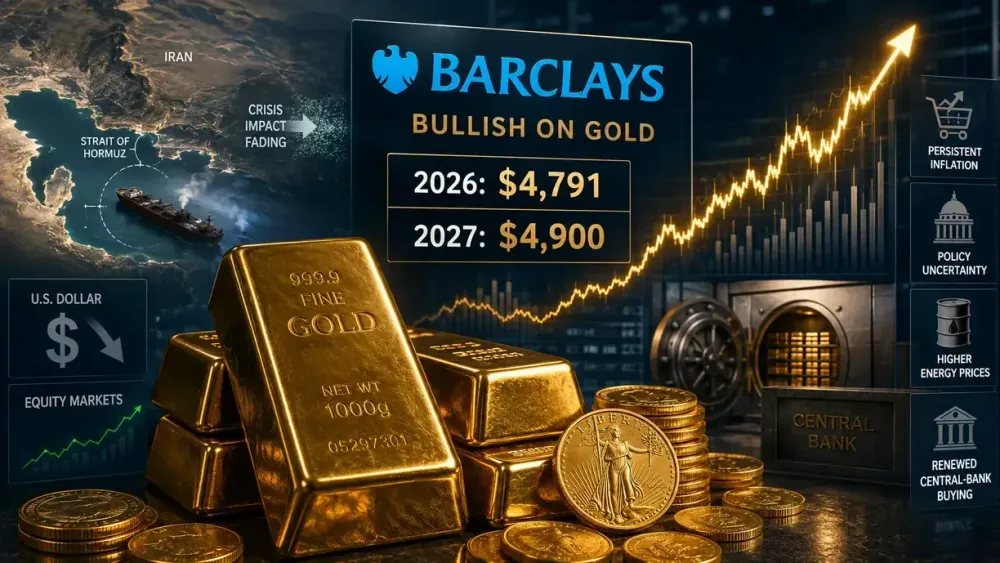 Barclays sees gold hitting $4,791 in 2026, $4,900 in 2027 as Iran correction fades, structural drivers reemerge
