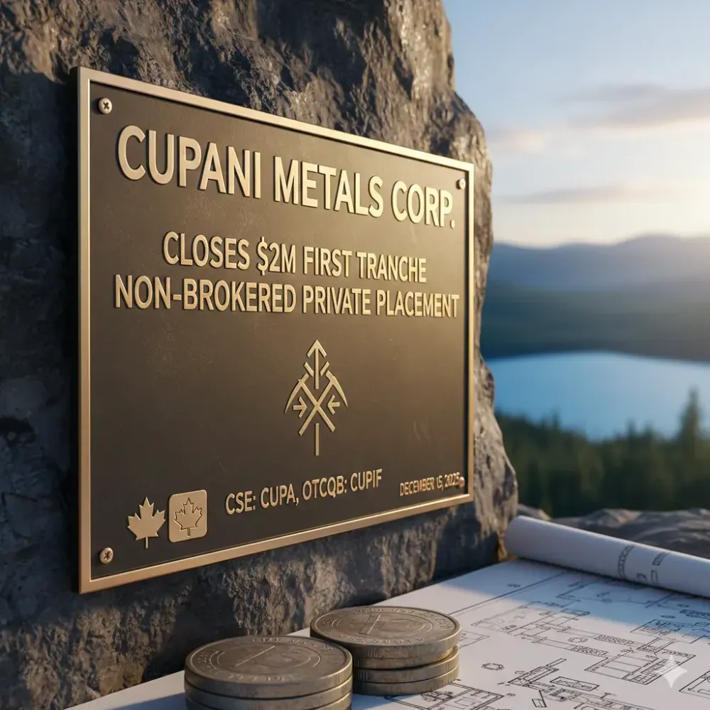 CUPANI Metals Closes 1st Tranche Of Non-Brokered Private Placement For Proceeds of $2M