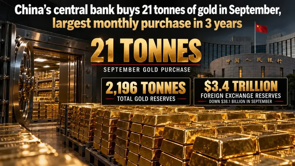 China’s central bank buys 21 tonnes of gold in September, largest monthly purchase in 3 years