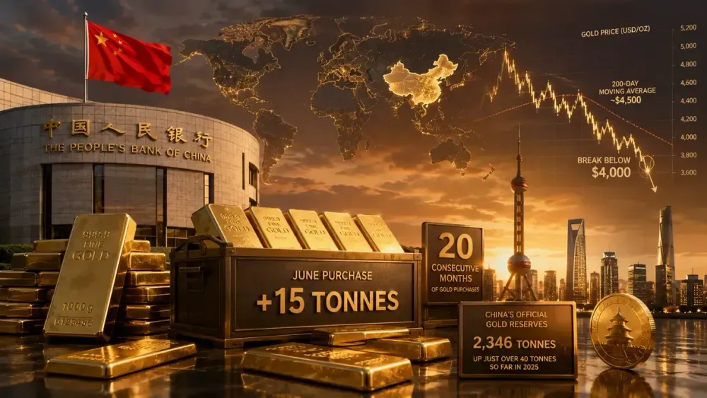 China’s central bank buys the dip, increasing gold reserves by 15 tonnes in June