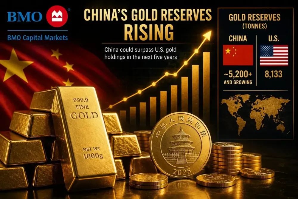 China’s gold stockpile could surpass U.S. holdings in the next five years - BMO Capital Markets