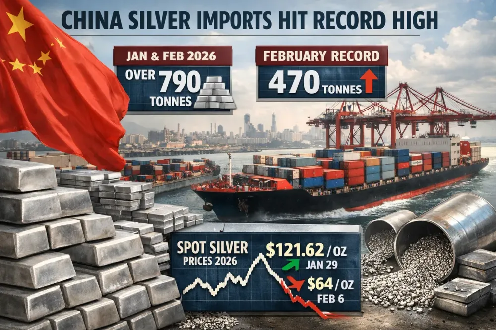 China silver imports hit record high – nearly 800 tonnes – in January and February
