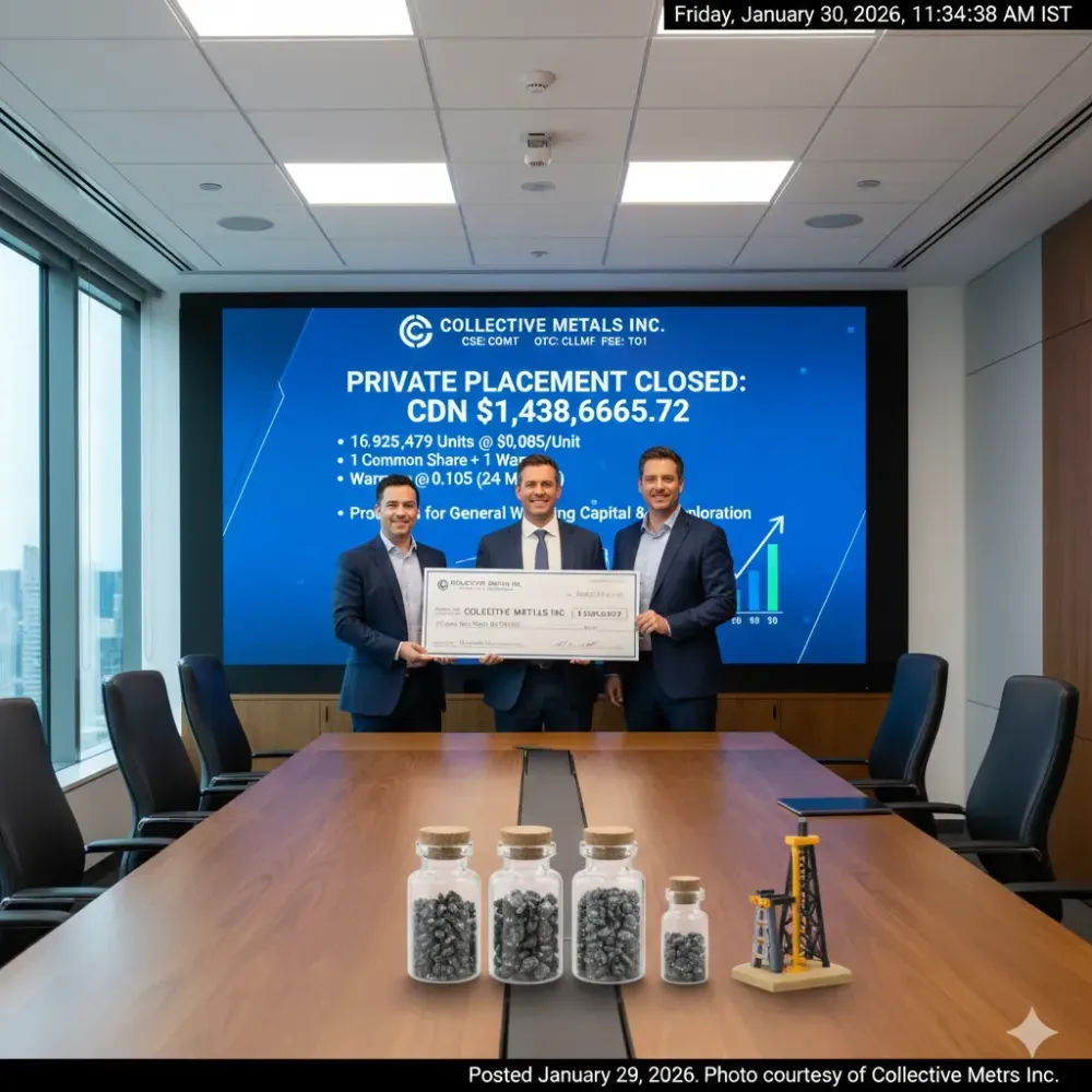Collective Metals Announces Closing of Private Placement for Gross Proceeds of CDN $1,438,665.72