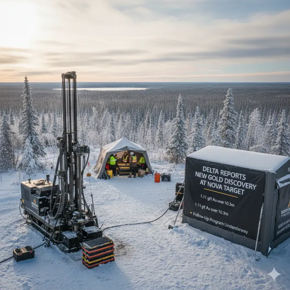 Delta Reports New Gold Intercept at Nova Target in Wedge Area, 4 Kilometres West of Eureka; Follow-Up Drill Program Underway