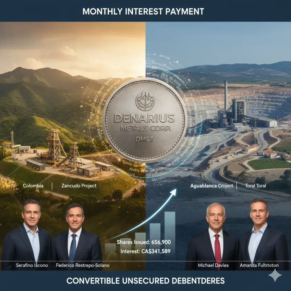 Denarius Metals Announces Details for the November 30, 2025 Interest Payments on Its Convertible Unsecured Debentures