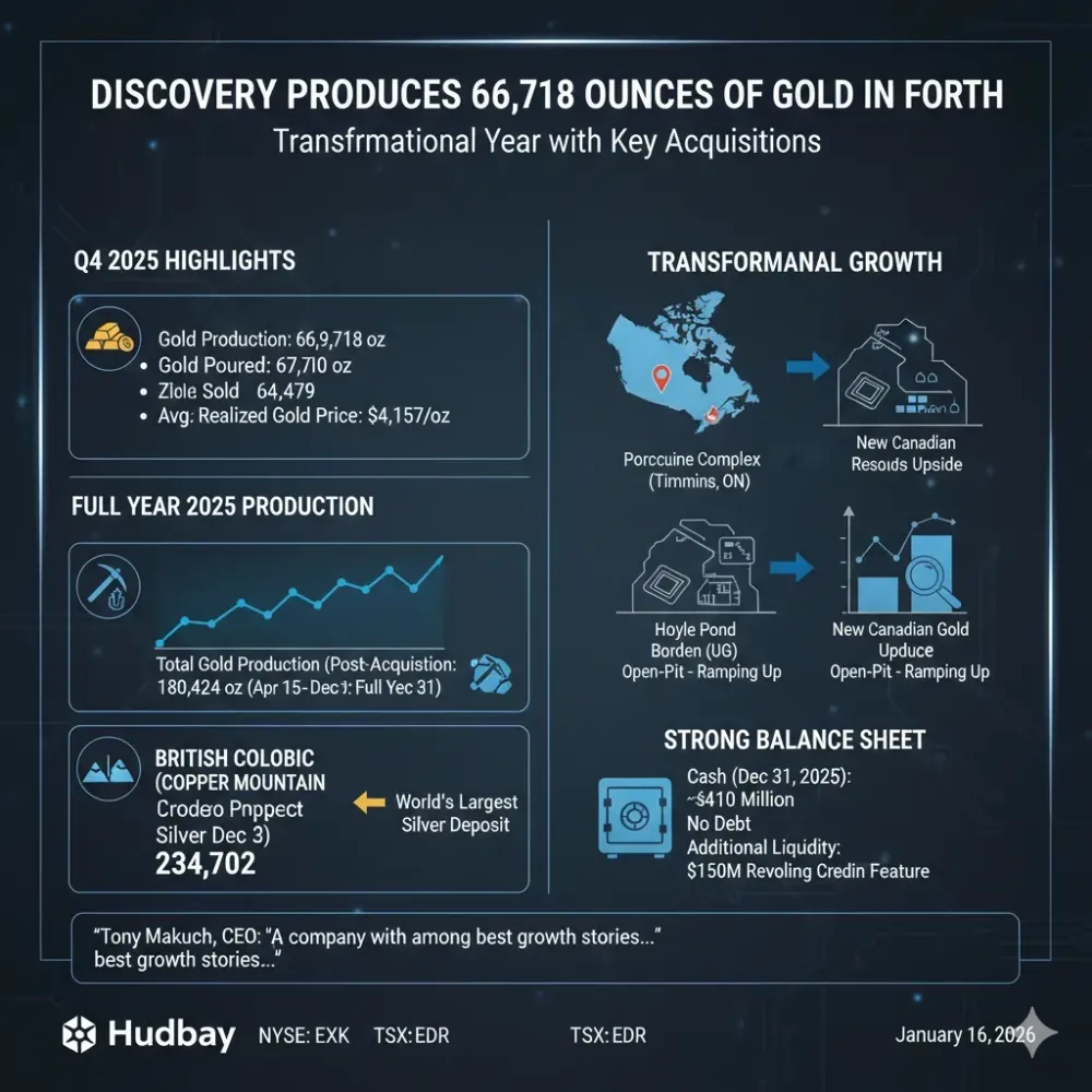 Discovery Produces 66,718 Ounces of Gold in Fourth Quarter 2025
