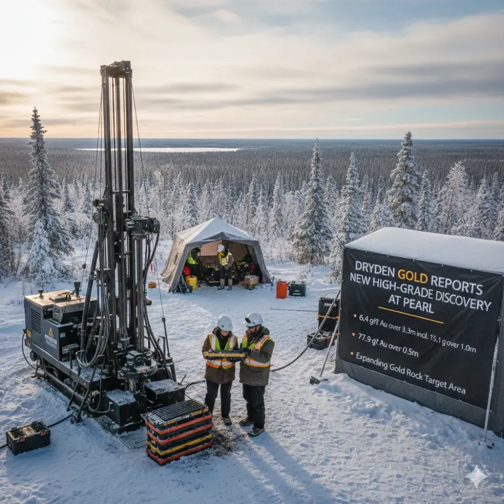 Dryden Gold Reports 6.4 g/t Gold over 3.30 Meters inc. 15.10 g/t Gold over 1.00 Meters in New High-grade Footwall Structure at Pearl