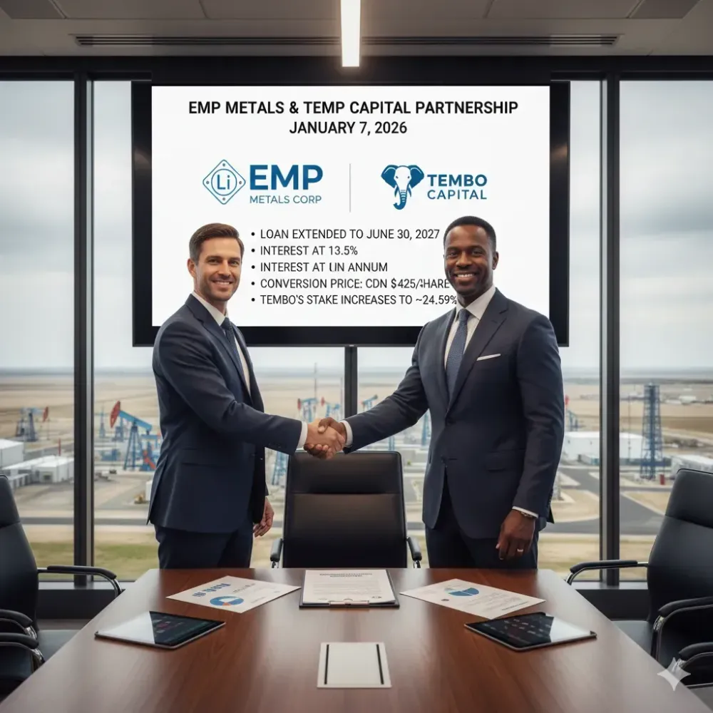 EMP METALS CLOSES CONVERTIBLE LOAN AGREEMENT WITH TEMBO