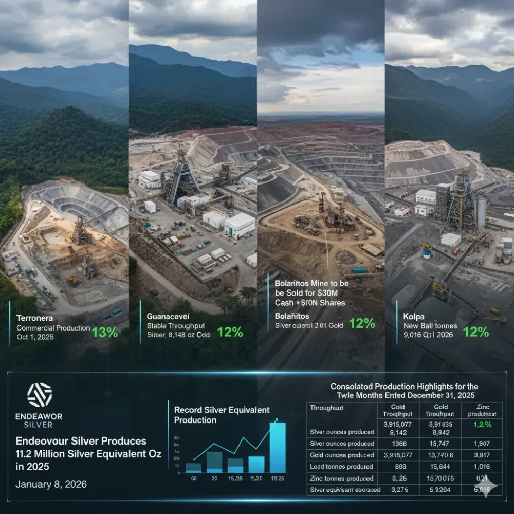 Endeavour Silver Produces 6,486,661 Oz Silver and 37,164 Oz Gold, for a total of 11.2 Million Silver Equivalent Oz in 2025