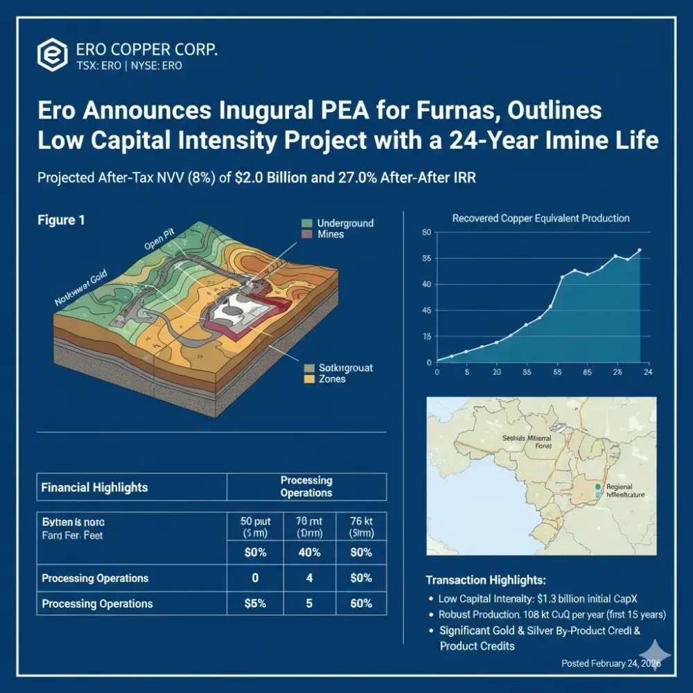 Ero Announces Inaugural PEA for Furnas, Outlines Low Capital Intensity Project with a 24-Year Initial Mine Life