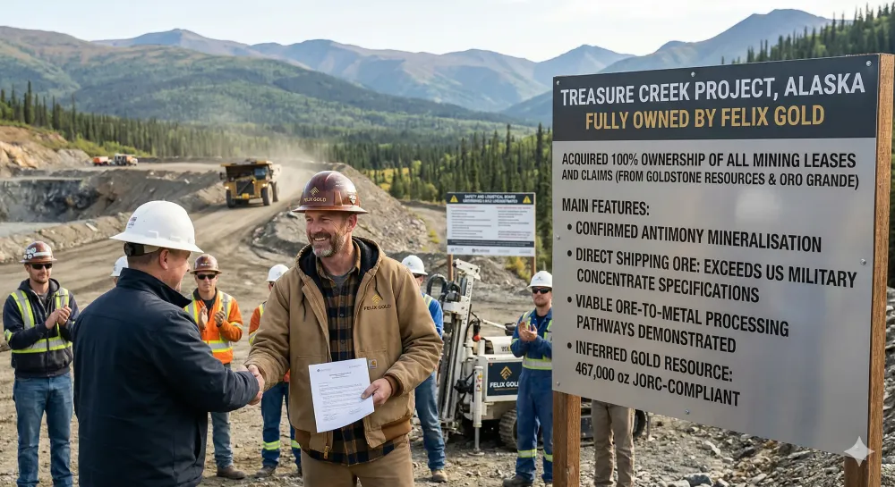 Felix secures full ownership of Treasure Creek antimony project
