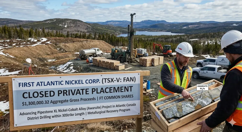 First Atlantic Closes No-Warrant Non-Brokered Private Placement Financing to Advance Pipestone XL Atlantic Canada Nickel-Cobalt Alloy (Awaruite) Project