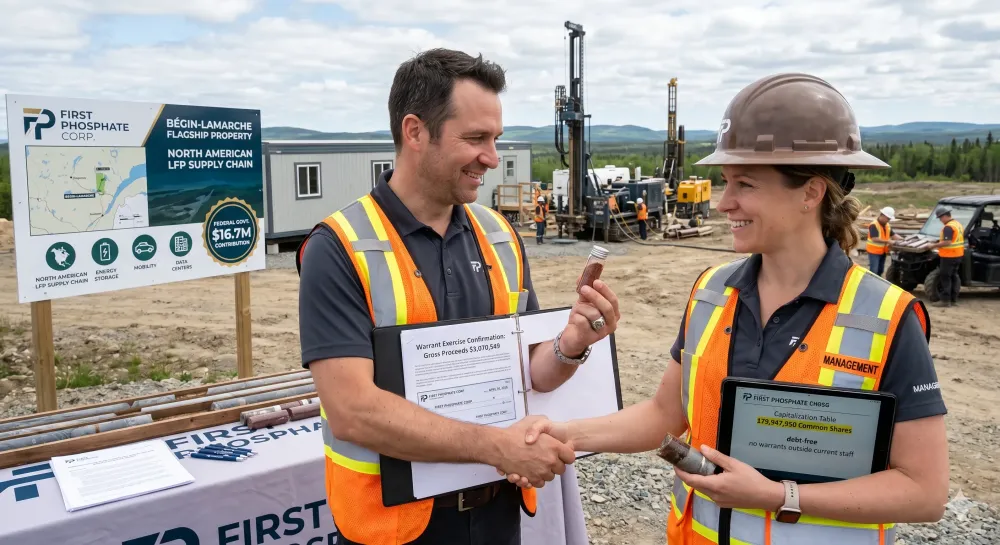 First Phosphate Receives Funds from Warrant Exercise and Streamlines Capitalization Table