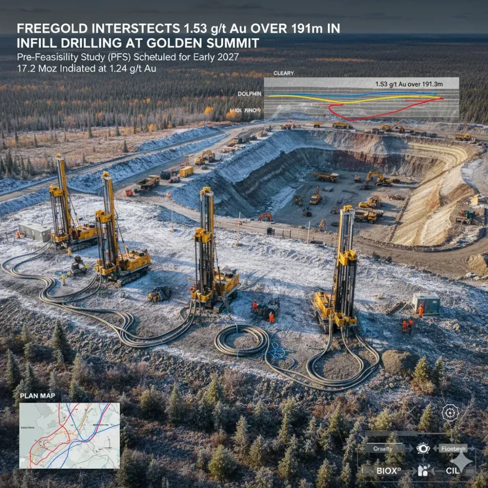 Freegold Intersects 1.53 g/t Au over 191.3m in infill drilling at Golden Summit