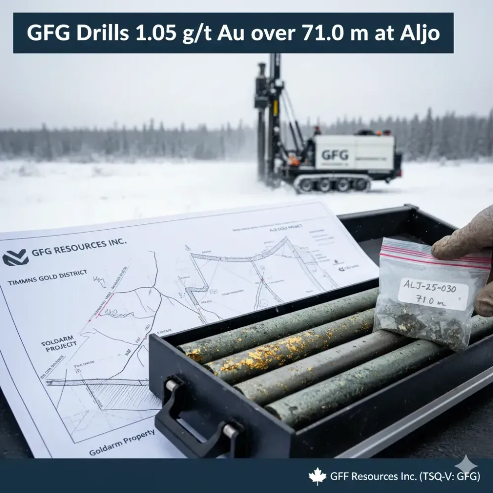 GFG Drills 1.05 g/t Au over 71.0 m including 7.51 g/t Au over 3.0 m at Aljo and Initiates Aggressive Regional Exploration Program at Goldarm