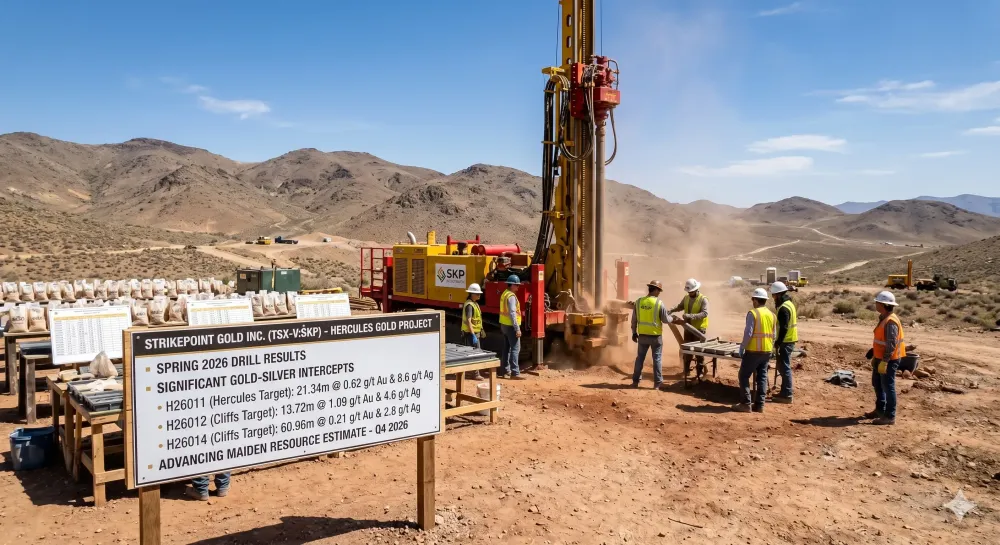 StrikePoint Drills Multiple Gold-Silver Intercepts Including 21.34m grading 0.62 g/t Au and 8.6 g/t Ag at the Hercules Target and 13.72m grading 1.09 g/t Au and 4.6 g/t Ag at the Cliffs Target