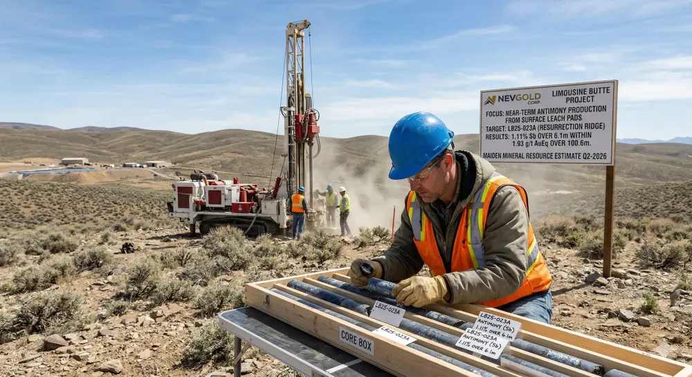 NevGold Intercepts 1.11% Antimony Over 6.1 Meters, Within 1.93 g/t AuEq Over 100.6 Meters (1.07 g/t Au And 0.22% Antimony) From Surface; Focus On Maiden Antimony-Gold Mineral Resource Estimate and Near-Term Antimony Production