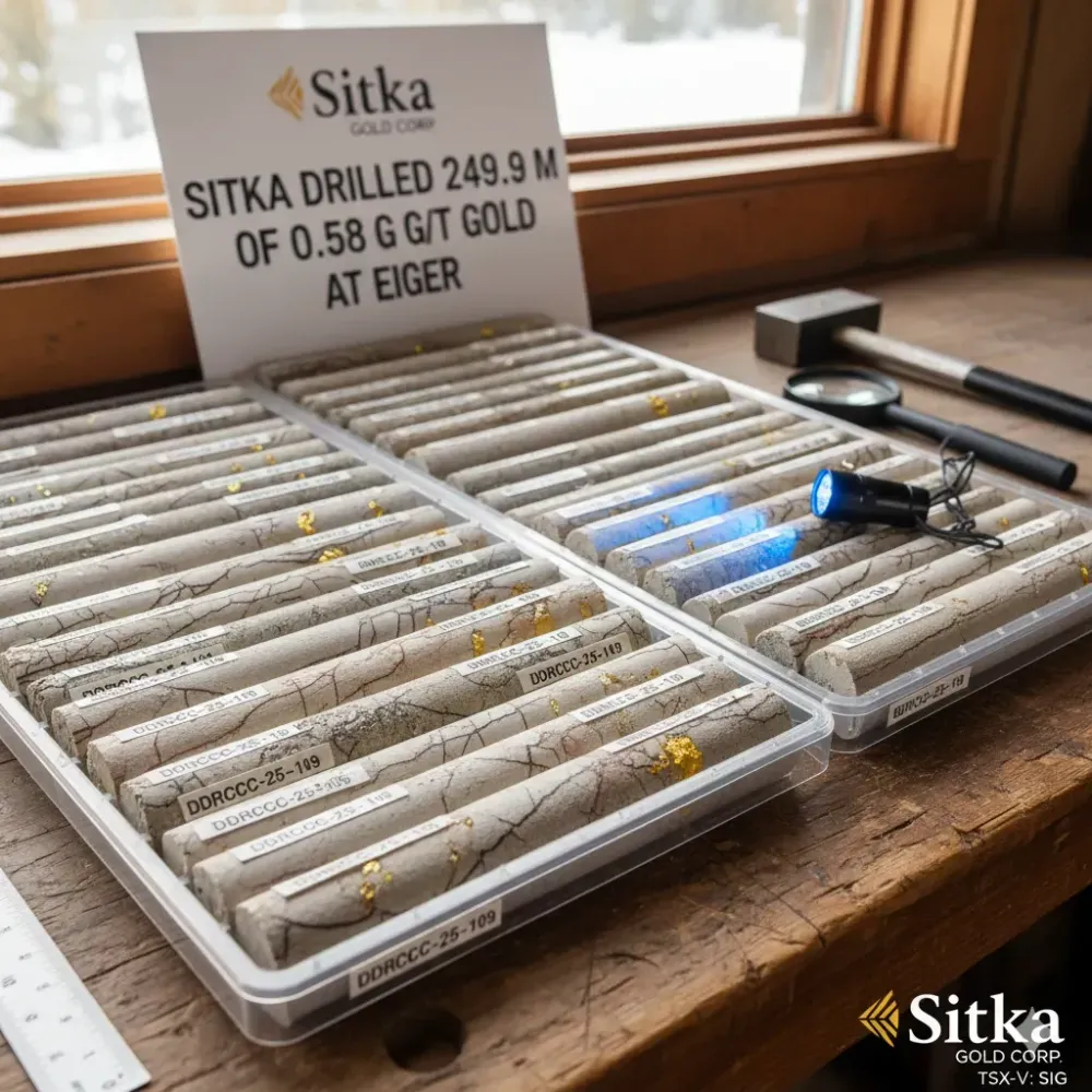 Sitka Drills 121.0 Metres of 0.75 g/t Gold and 26.0 Metres of 1.28 g/t Gold Within 249.9 Metres of 0.58 g/t Gold, Significantly Expanding Mineralization Beyond the Current Resource Boundary at Its Eiger Deposit, RC Gold Project, Yukon