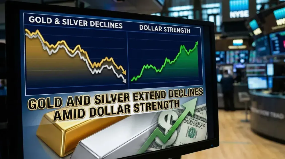 Gold and silver extend declines amid dollar strengths