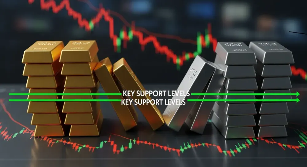 Gold and silver extend losses as key support levels hold