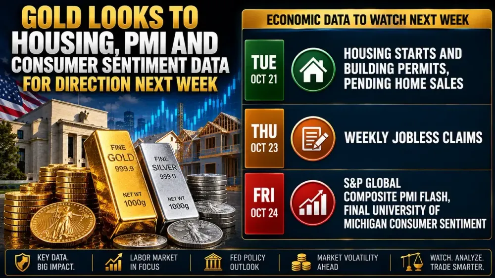 Gold looks to housing, PMI and consumer sentiment data for direction next week