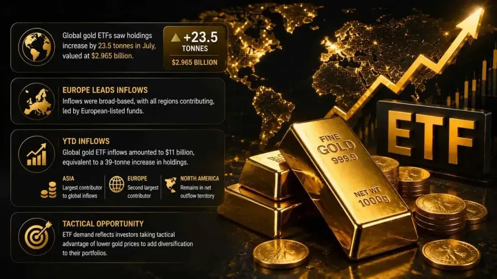 Gold market sees positive ETF inflows in July, ending two months of outflows