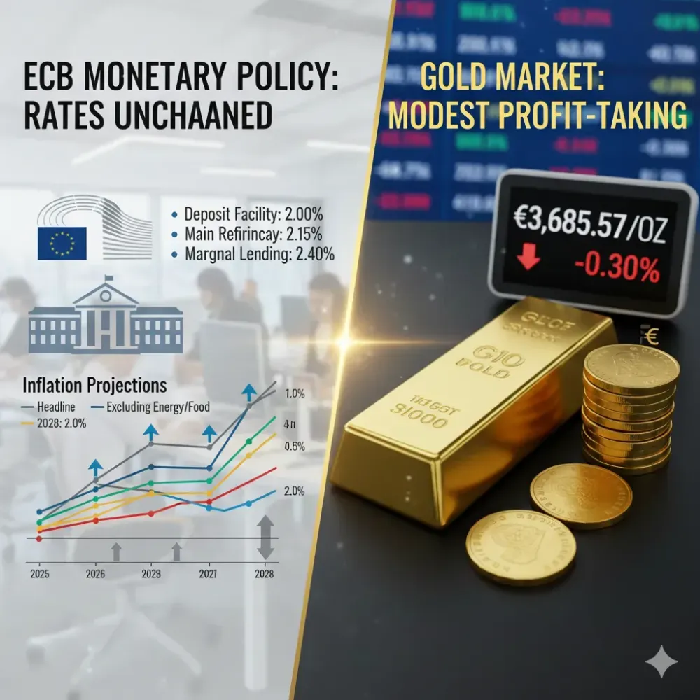 Gold prices holding its ground as ECB leaves interest rates unchanged