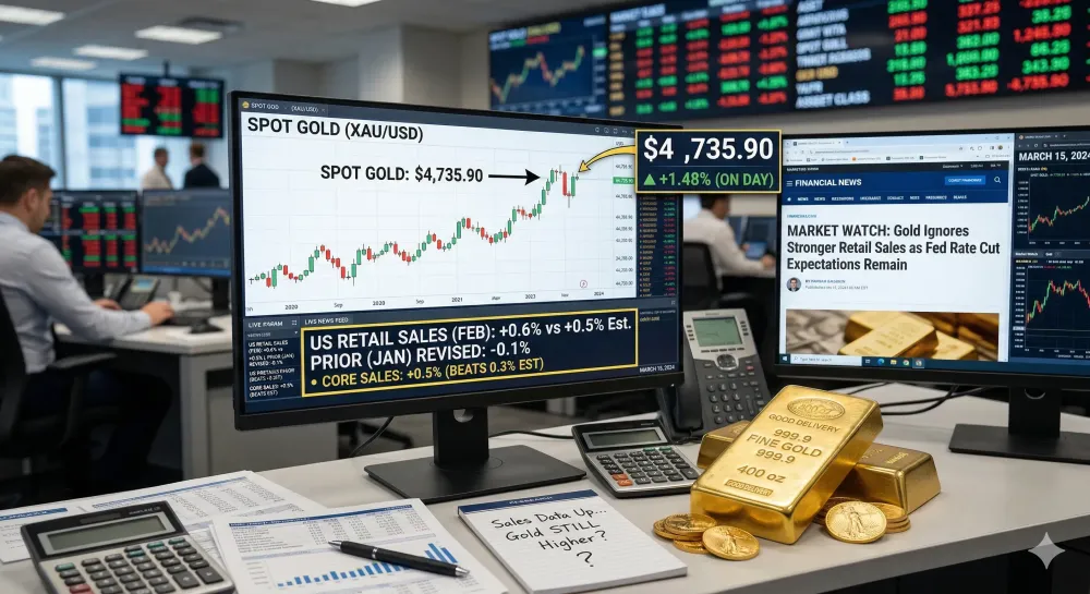 Gold prices ignore 0.6% rise in U.S. retail sales