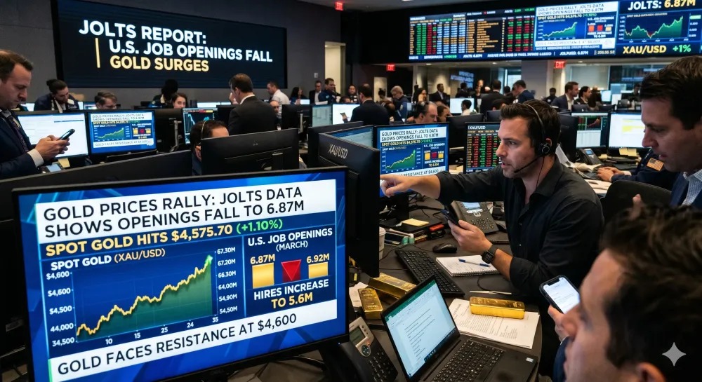 Gold prices see some renewed buying as U.S job openings falls to 6.87 million