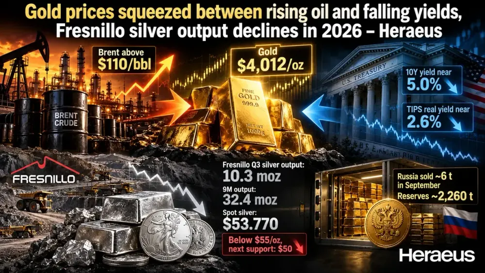 Gold prices squeezed between rising oil and falling yields, Fresnillo silver output declines in 2026 – Heraeus