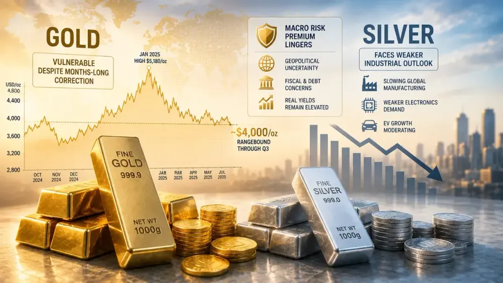 Gold remains vulnerable despite months-long correction as macro risk premium lingers; silver faces weaker industrial outlook – Sucden