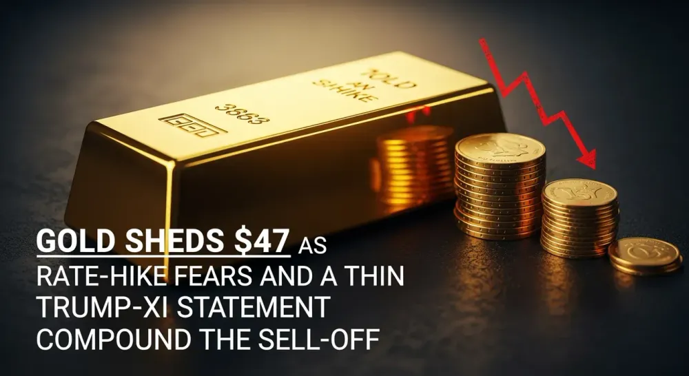 Gold sheds $47 as rate-hike fears and a thin Trump-Xi statement compound the sell-off