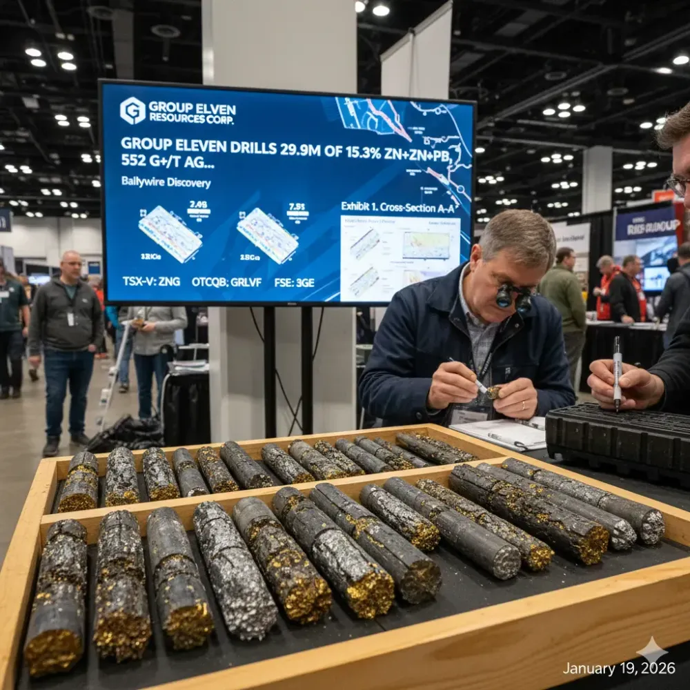 Group Eleven Drills 29.9m of 15.3% Zn+Pb, 552 g/t Ag and 0.67% Cu (from 339m), Incl. 8.4m of 18.2% Zn+Pb, 1776 g/t Ag and 2.21% Cu, Extending Massive Sulphide Zone by 80m at Ballywire
