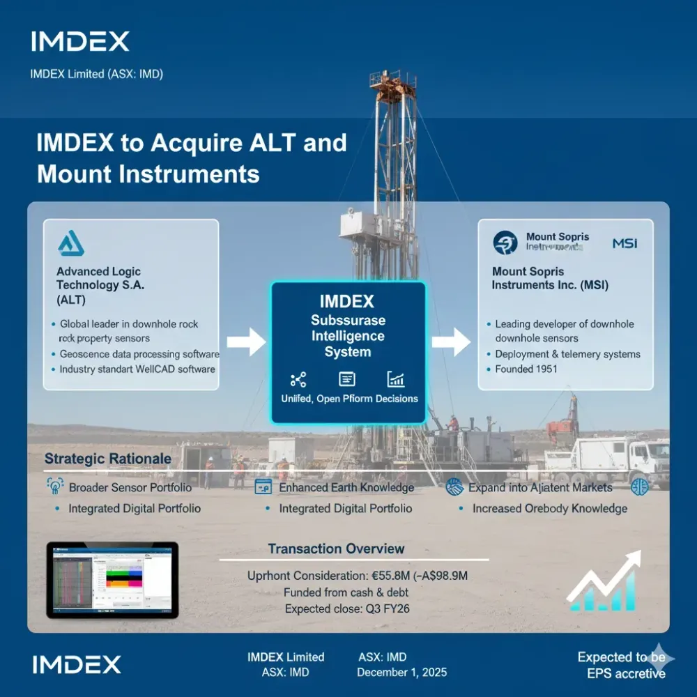 IMDEX to Acquire ALT and Mount Sopris Instruments, Significantly Extending Earth Science Sensor and Software Capabilities