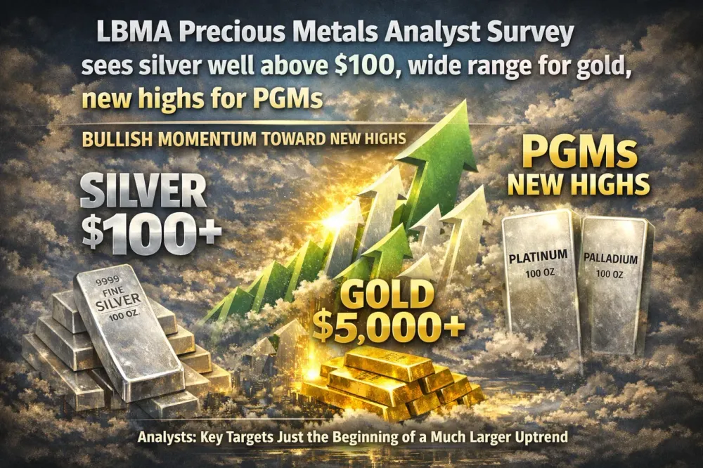 LBMA Precious Metals Analyst Survey sees silver well above $100, wide range for gold, new highs for PGMs