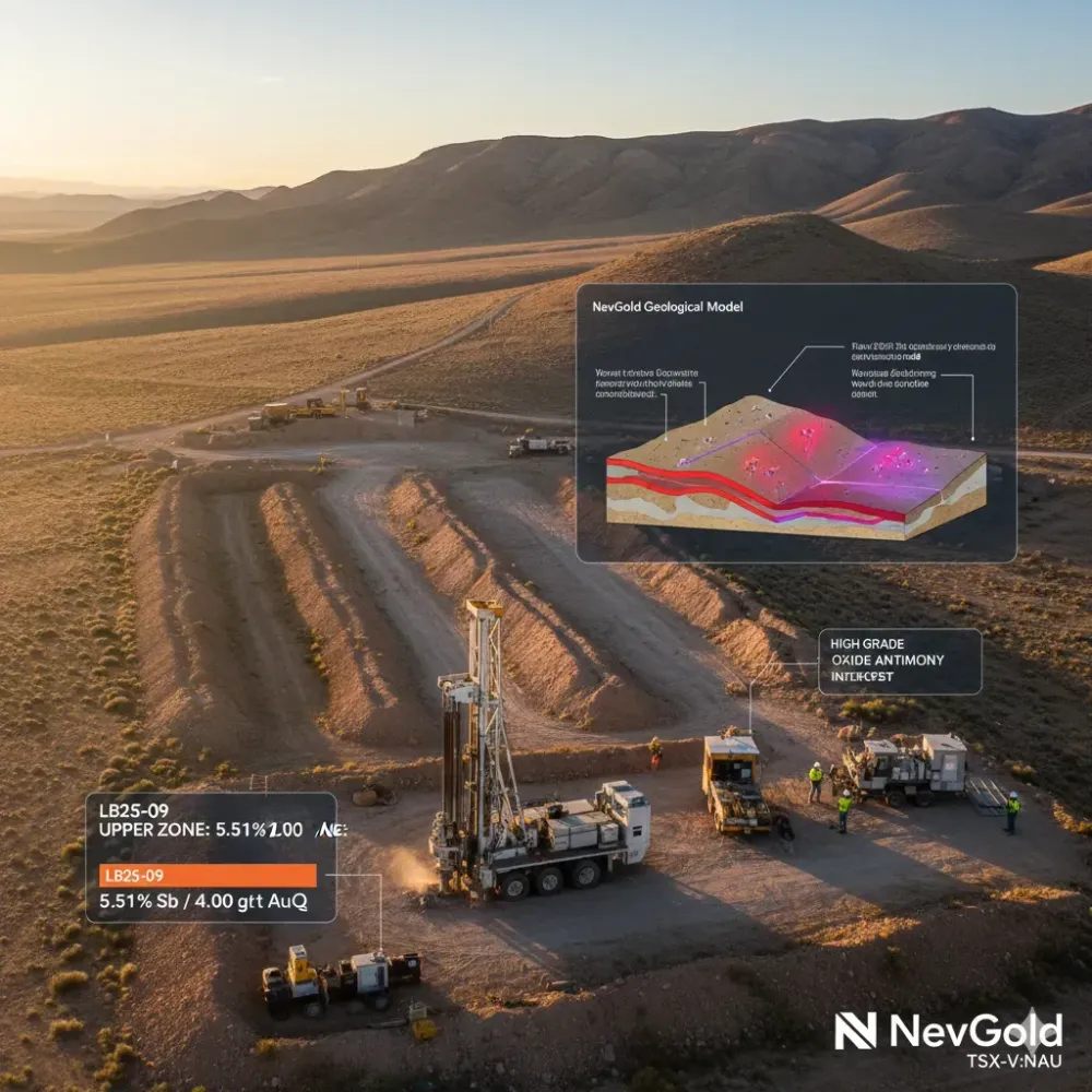 NevGold Intercepts Highest-Grade Oxide Antimony At Bullet Zone Discovery: 5.51% Antimony Over 4.6 Meters Within 4.00 g/t AuEq Over 41.1 Meters (0.96% Antimony And 0.29 g/t Au) at Limo Butte, Nevada