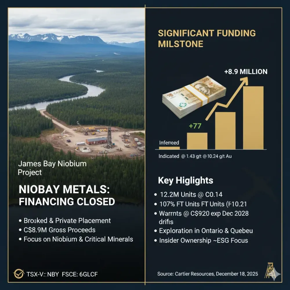 NioBay Metals Announces Closing of Brokered Life Offering and Concurrent Private Placement for Gross Proceeds of C$8.9 Million