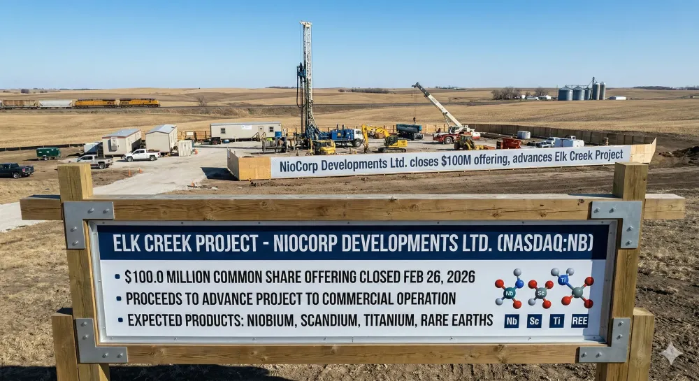 NioCorp Announces Closing of $100.0 Million Public Offering of Common Shares