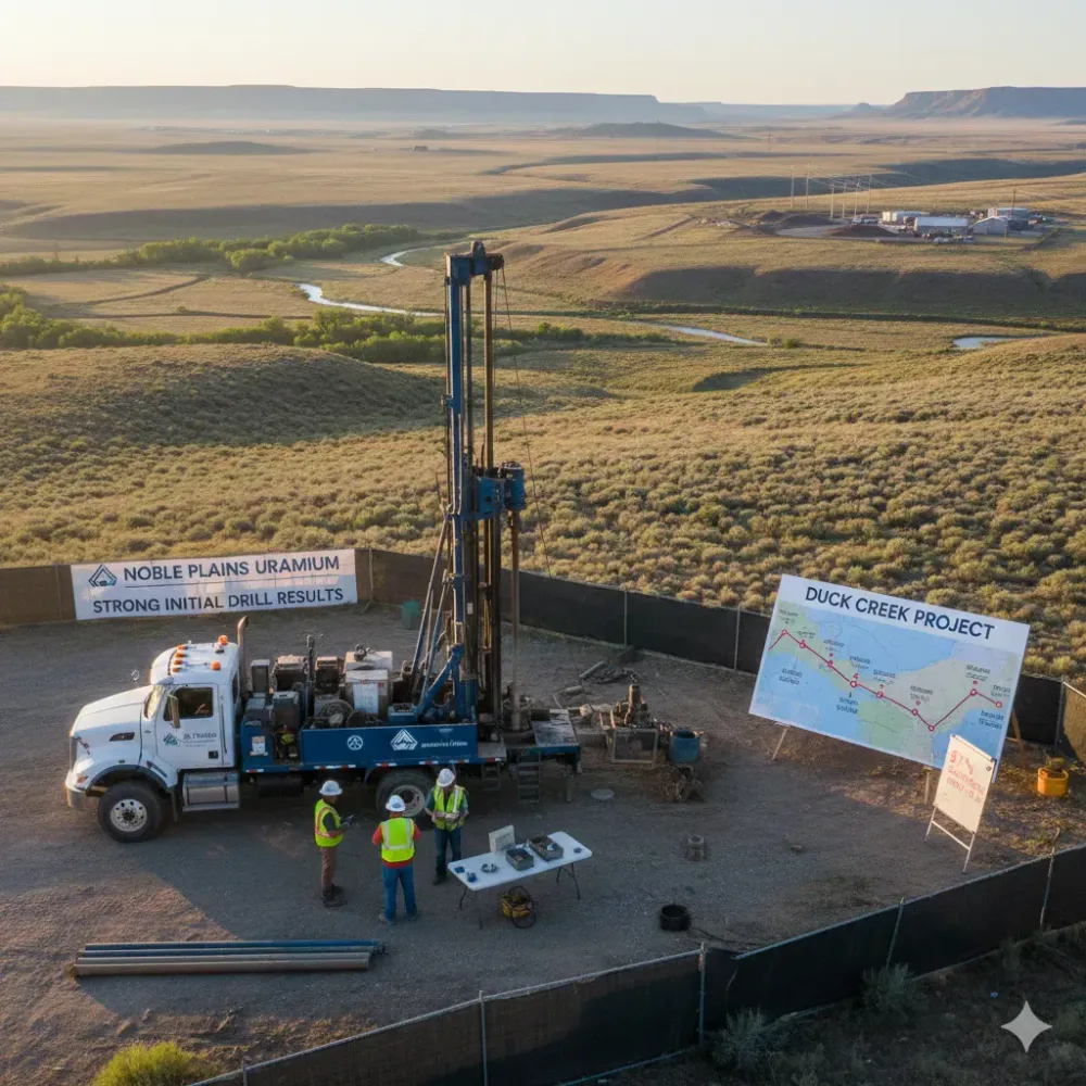Noble Plains Uranium Achieves 87% Success Rate with Strong Initial Drill Results from First Eight Holes at Duck Creek Project in Wyoming