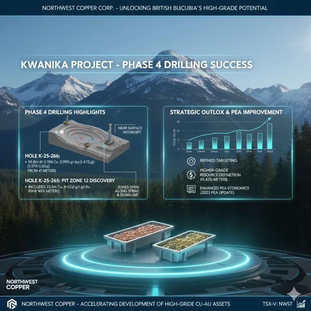 NorthWest Reports Results from Two Holes at Its Kwanika Property Highlighted by a Near Surface Intercept of 59.8 Metres of 0.70% Copper and 0.95 g/t Gold (1.57% CuEq) from 41 Metres