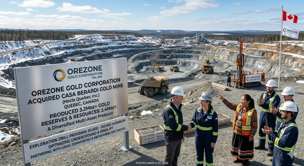 OREZONE GOLD COMPLETES STRATEGIC ACQUISITION OF CASA BERARDI GOLD MINE AND QUEBEC EXPLORATION PORTFOLIO AND REPORTS FOURTH QUARTER 2025 RESULTS