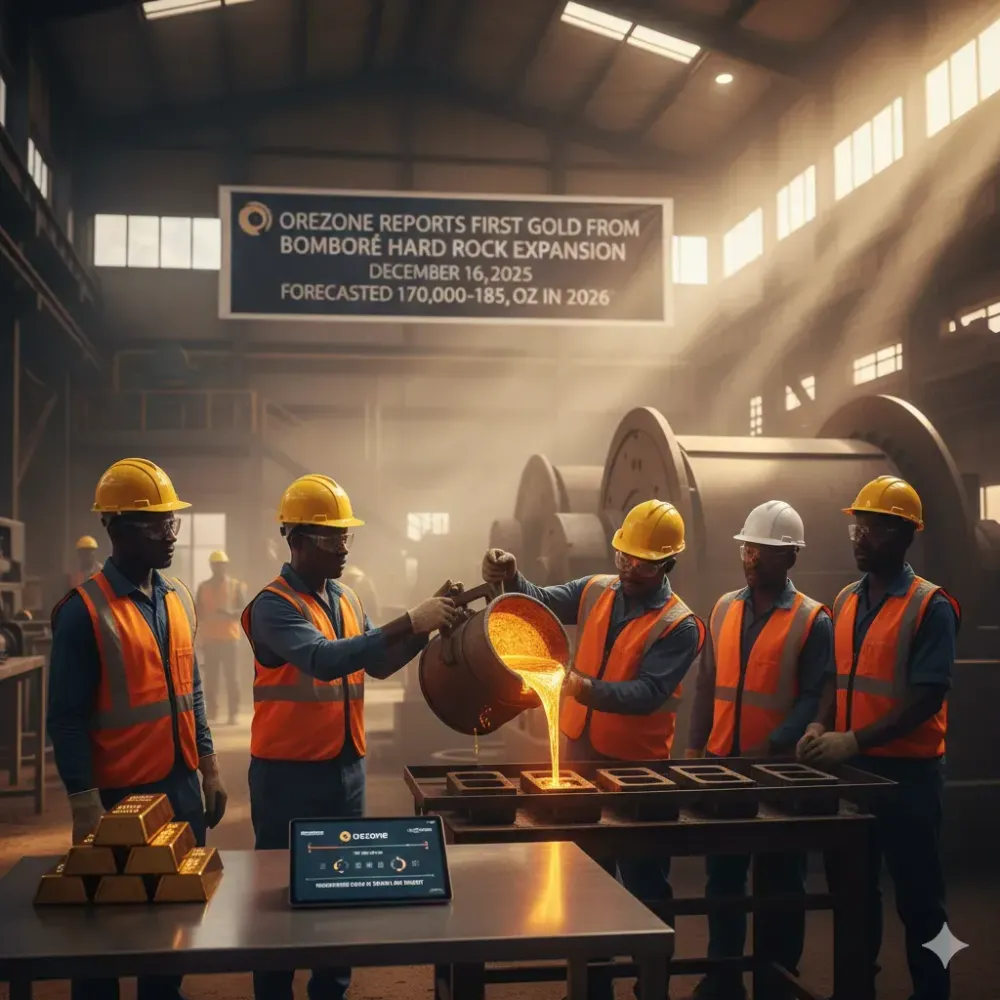 OREZONE REPORTS FIRST GOLD FROM BOMBORÉ HARD ROCK EXPANSION