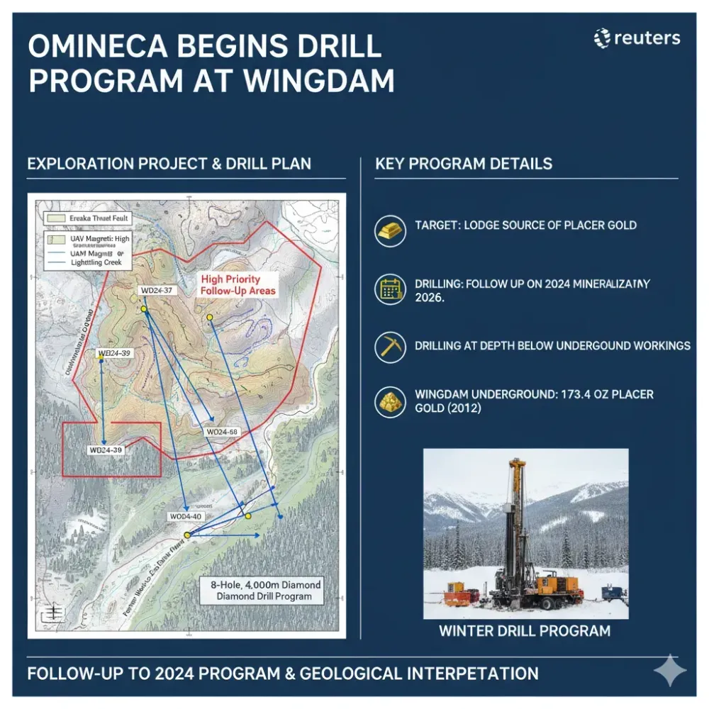 Omineca Begins Follow Up Diamond Drill Program at Wingdam
