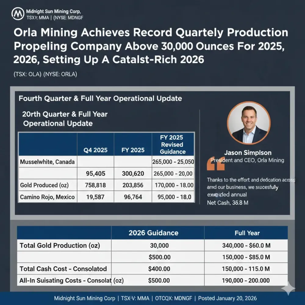 Orla Mining Achieves Record Quarterly Production Propelling Company Above 300,000 Ounces for 2025, setting up a Catalyst-Rich 2026