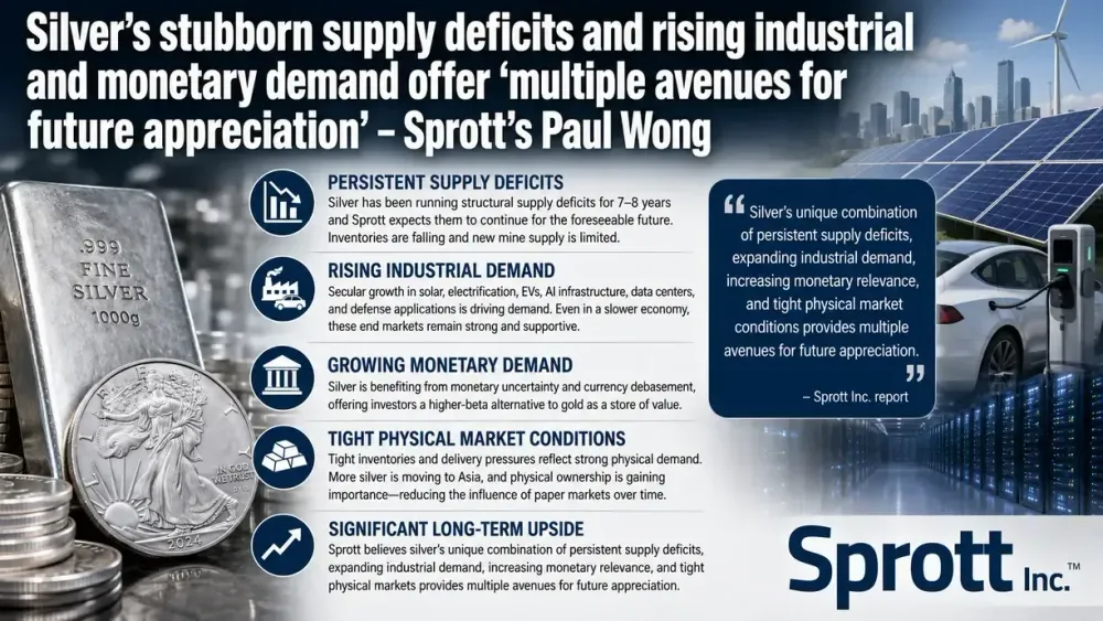 Silver's stubborn supply deficits and rising industrial and monetary demand offer ‘multiple avenues for future appreciation’ – Sprott’s Paul Wong