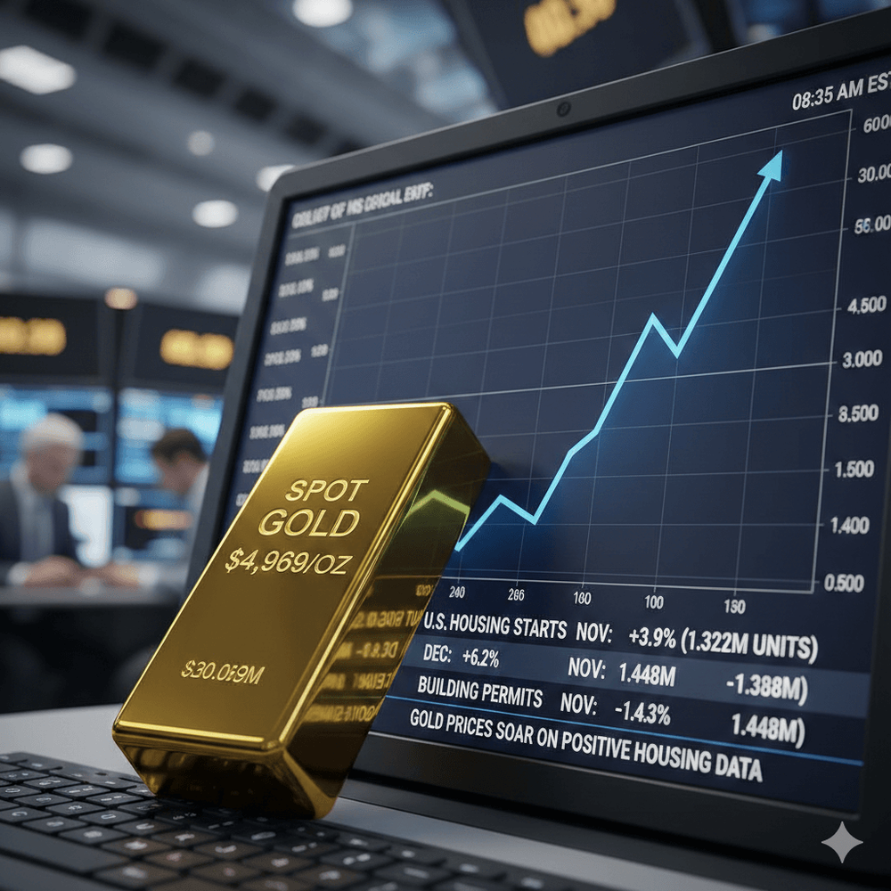 Spot gold spikes to $4,969/oz after U.S. housing starts rise 3.9% in November, 6.2% in December