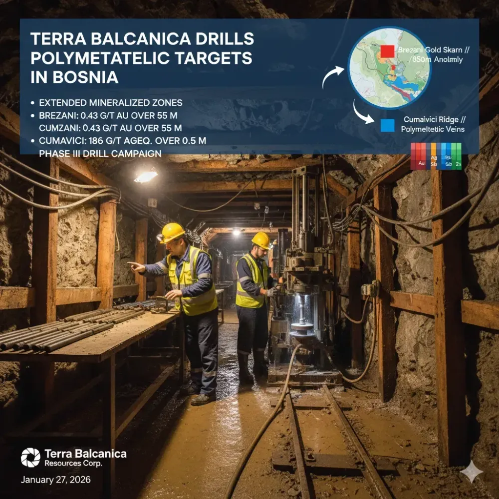 Terra Balcanica Drills Multiple Polymetallic Targets and Extends Mineralized Zones in Bosnia